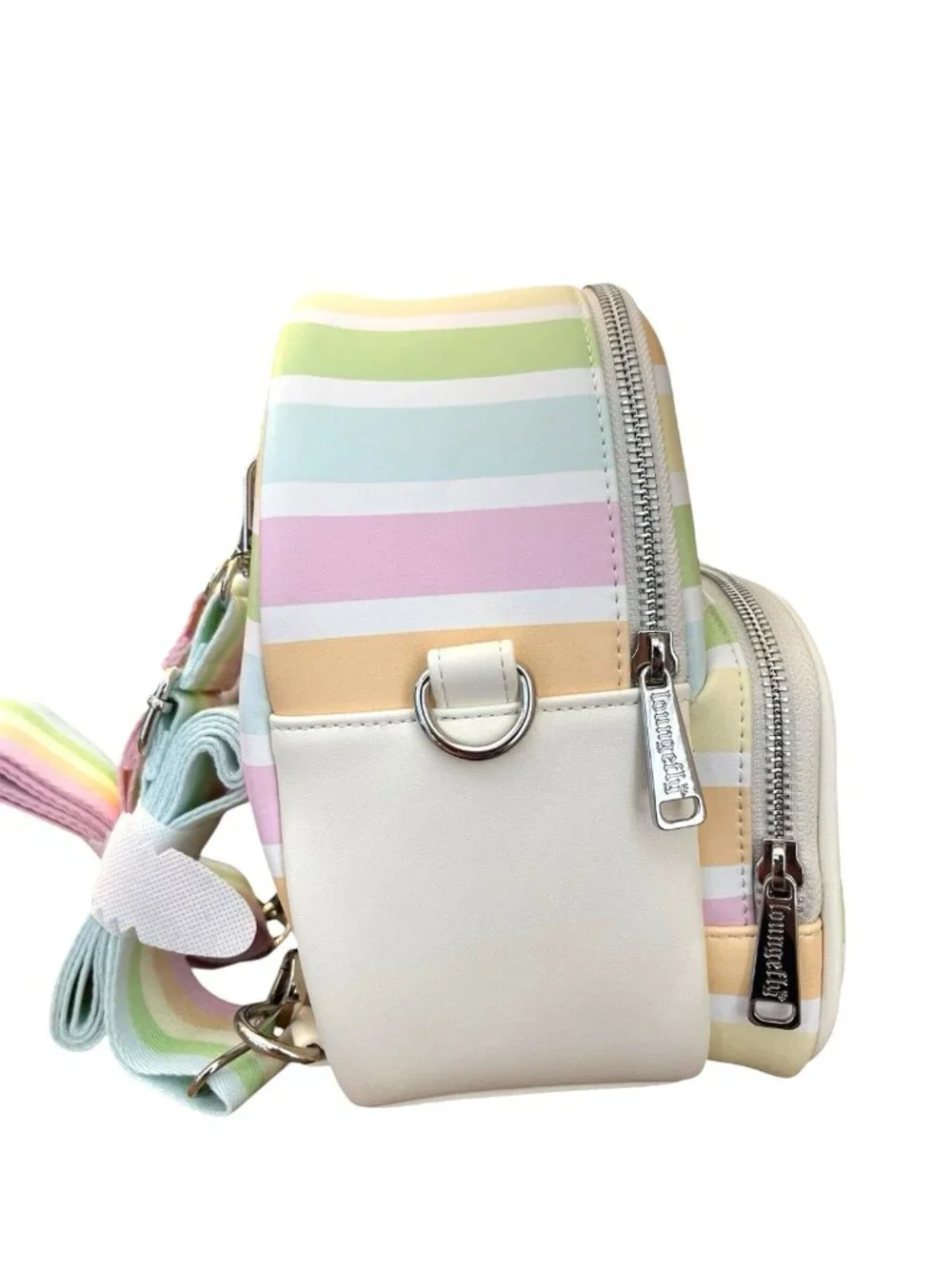 Loungefly Disney Mickey & Friends Rainbow Stripe Convertible Mini Backpack NWT